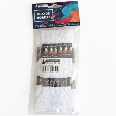 Pack 24 hilos de bordar blanco 8mts1