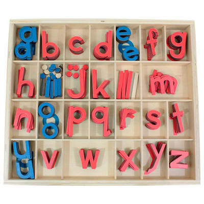 Alfabeto móvil pequeño imprenta minúsculas con caja Montessori1