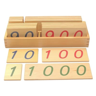 Tarjetas de madera grandes números 1-9000 Montessori1