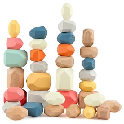 Piedras de madera apilables 36pz Montessori1