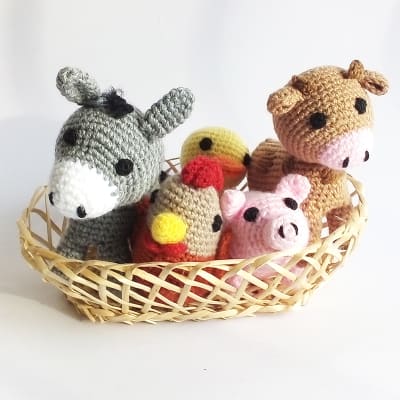 Set 5 animalitos de la granja amigurumi1
