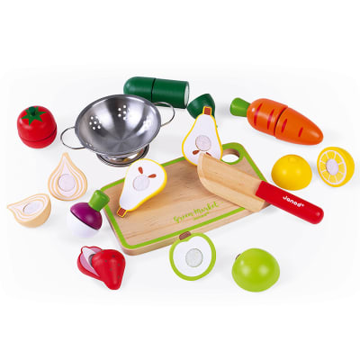 Set de frutas y verduras de madera para cortar1