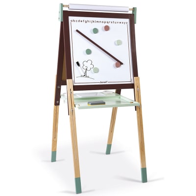 Pizarra doble de madera, ajustable y magnética1