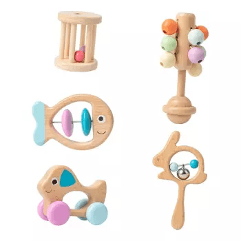Set 5 Sonajeros de Madera Montessori2