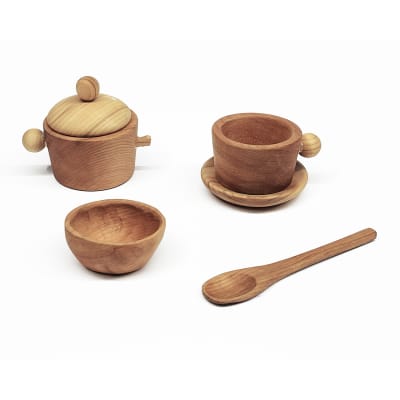 Juego de té 5pz de madera chilena1