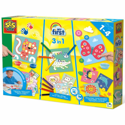 My first - 3 en 1 Pintura para dedos, lápices de colores y pegatinas1