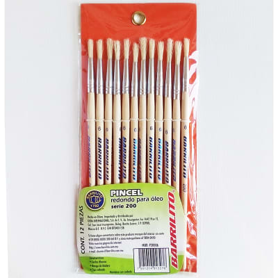 Set de 12 pinceles redondos para óleo n°61
