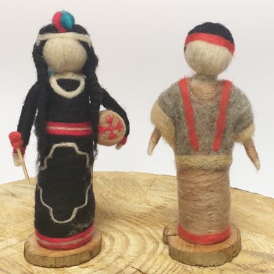 Figuras pareja Mapuche de vellón1