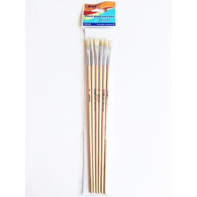 6 Pinceles planos para óleo n°8 Mae