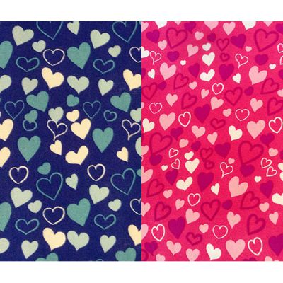 Raso estampado corazones 2 cortes