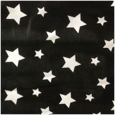 Raso estampado negro con estrellas blancas 1 metro x 1,60 de ancho