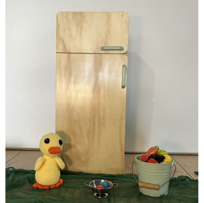 Refrigerador de madera 2 puertas, color natural1