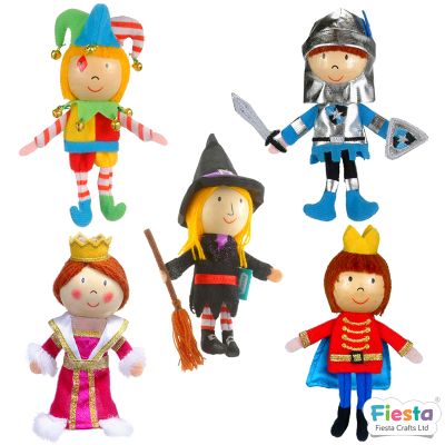 5 títeres dedo cabeza de madera - Castillo