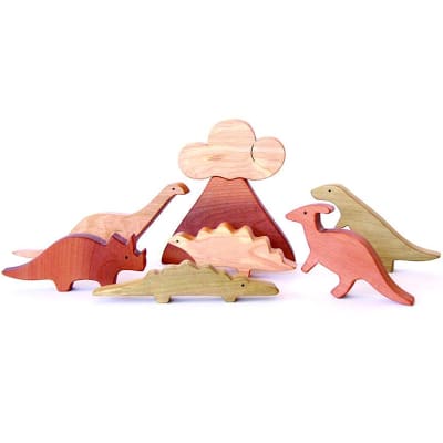 Set dinosaurios 8pz, serie madera nativa1