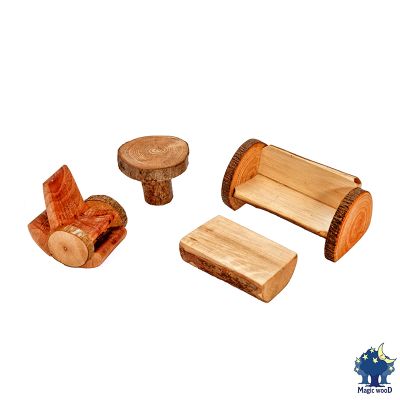 Juego living de madera con corteza Magic Wood SL, 4 pz