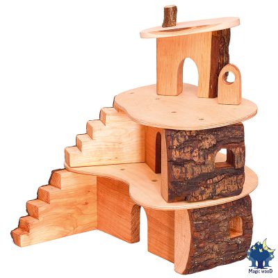 Casita del árbol pequeña de madera con corteza Magic Wood STH1