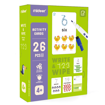 Tarjetas números en inglés, escribir y borrar