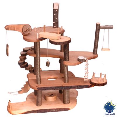 Casita del árbol grande de madera con corteza Magic Wood THK1