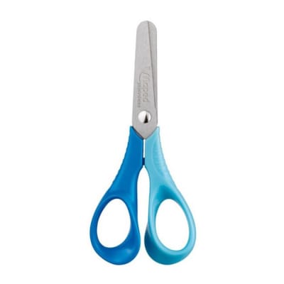 Tijera escolar punta redonda, mango azul/celeste1