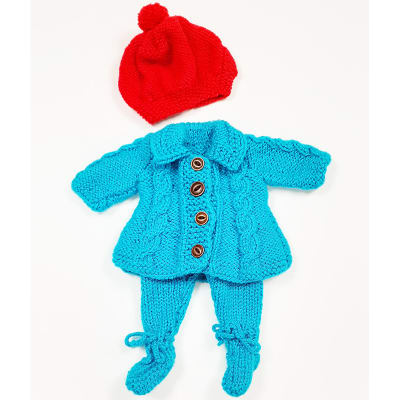 Traje de lana 3pz modelo Zuri, calipso - para muñecos de 40cm