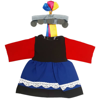 Traje mapuche niña para muñecas de 38cm