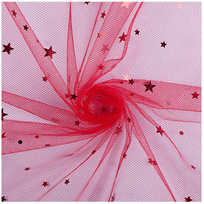 Tull estrellas rojo 1 metro x 1,30 de ancho1