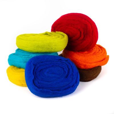 Vellón colores 100% oveja, 7 colores 70grs c/u1