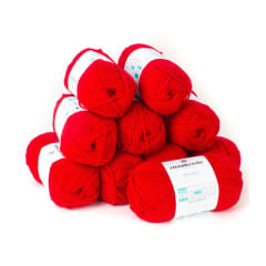 Lana 2 hebras, 50grs rojo fuego - 10 ovillos