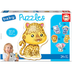 Baby puzles animales salvajes, 5 puzles de 3 a 5 piezas