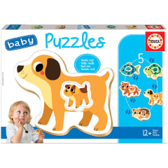 Baby puzles animales domésticos, 5 puzles 2 a 4 piezas