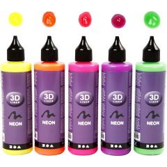 Pack 5 pinturas 3D Liner neón manualidades
