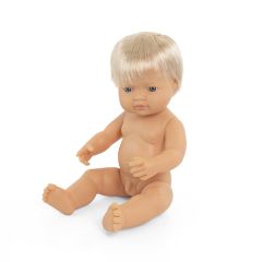 Muñeco europeo niño con pelo 38cm