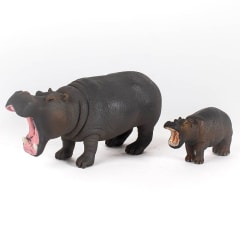 Hipopótamos mamá y bebé