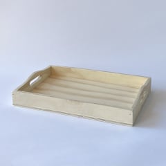 Bandeja de madera rectangular grande 2 asas Montessori