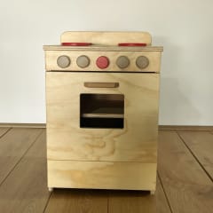 Cocina de madera 4 platos y horno, color natural