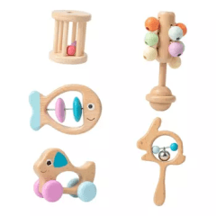 Set 5 Sonajeros de Madera Montessori