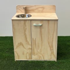 Lavaplatos de madera con puerta, color natural