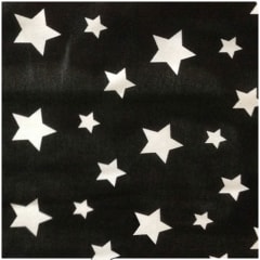 Raso estampado negro con estrellas blancas 1 metro x 1,60 de ancho