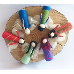 Set 6 hadas de vellón con cesta