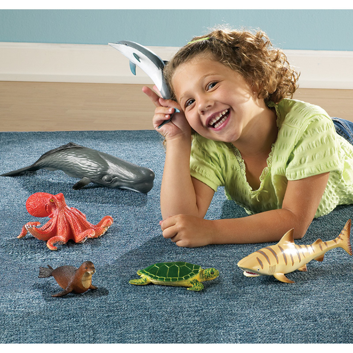 Set De Animales Marinos Jumbo Learning Resources | 6 Figuras Gigantes De Criaturas Oceánicas | Ballena, Tiburón, Tortuga, Pulpo, Delfín Y Foca | Juguete Educativo Y Sensorial | Regalo Para Niños 3-5 Años