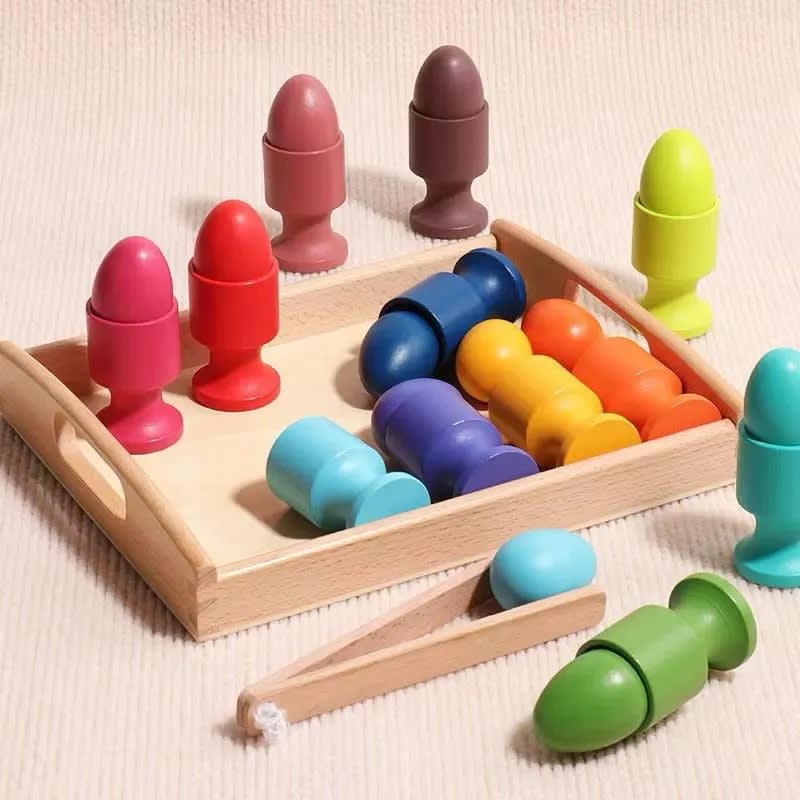 Je Joue Montessori Materials Huevo de madera con taza para juguete para niños pequeños Je Joue Montessori Materials Huevo de madera con taza para juguete para niños pequeños
