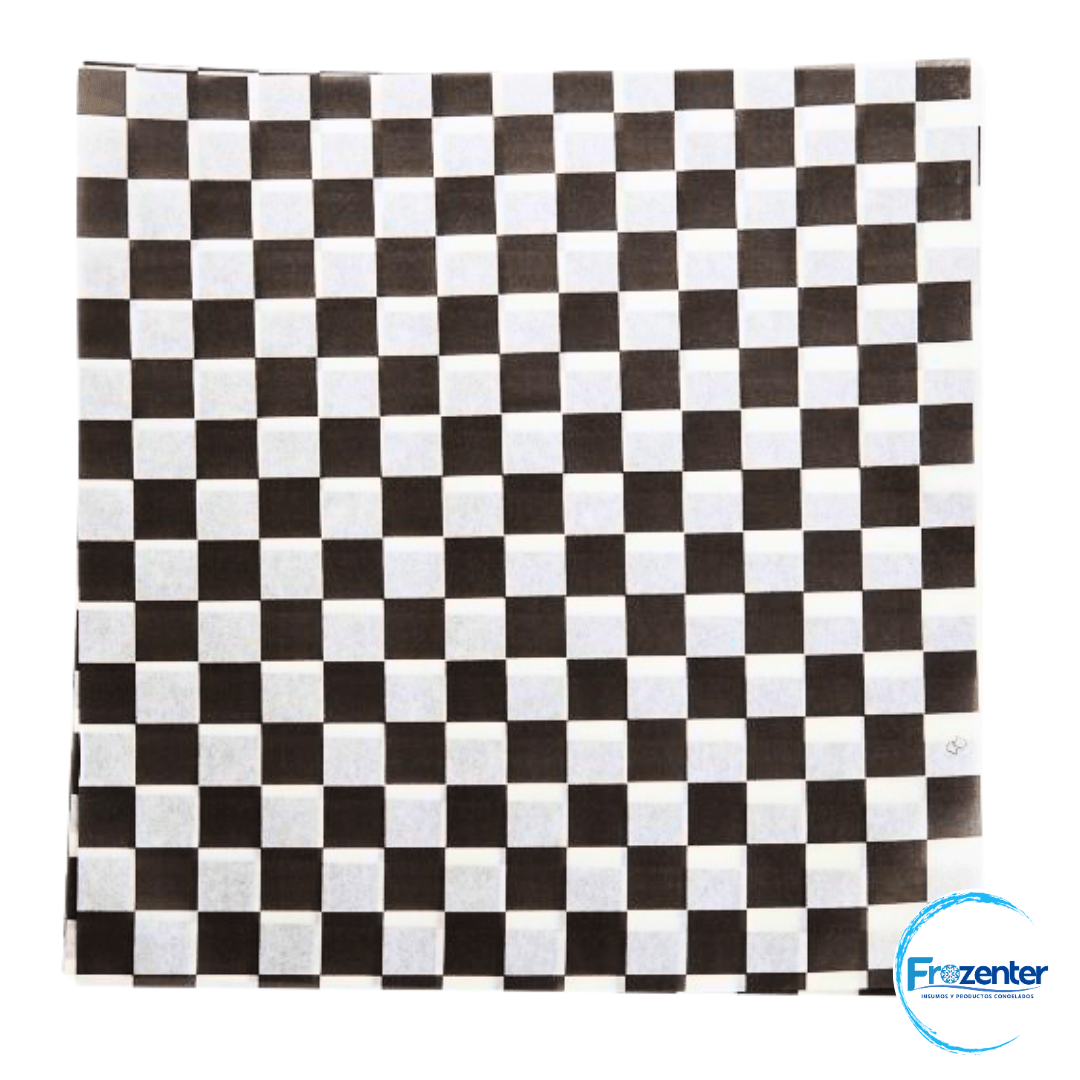 Papel Antigrasa cuadros 30x30 1000und. Dama Negro1