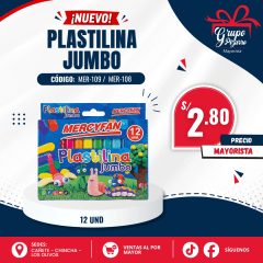 PLASTILINA MERCYFAN JUMBO SURTIDO X12