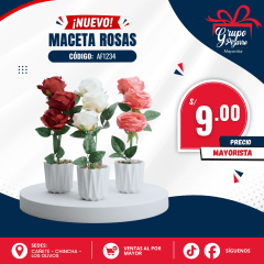 MACETA ROSA ARTIFICIAL
