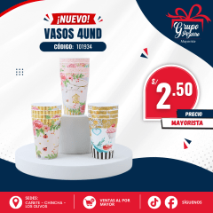 VASO PQT X4 UND FLORES