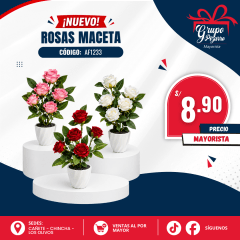 MACETA  ROSAS ARTIFICIAL