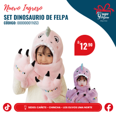 GORRO DINO BUFANDA