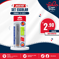SET LAPIZ GRAFITO TAJADOR+BORRADOR DIALE