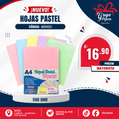 PAPEL BOND PASTEL X500HOJAS