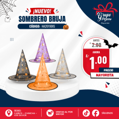 SOMBRERO BRUJA  TRANPARENTE
